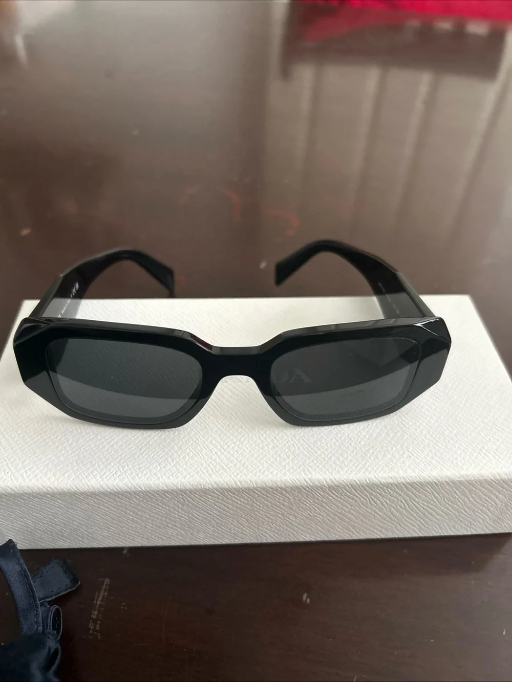 Prada Black Geometric Rectangle Women's Sunglasses